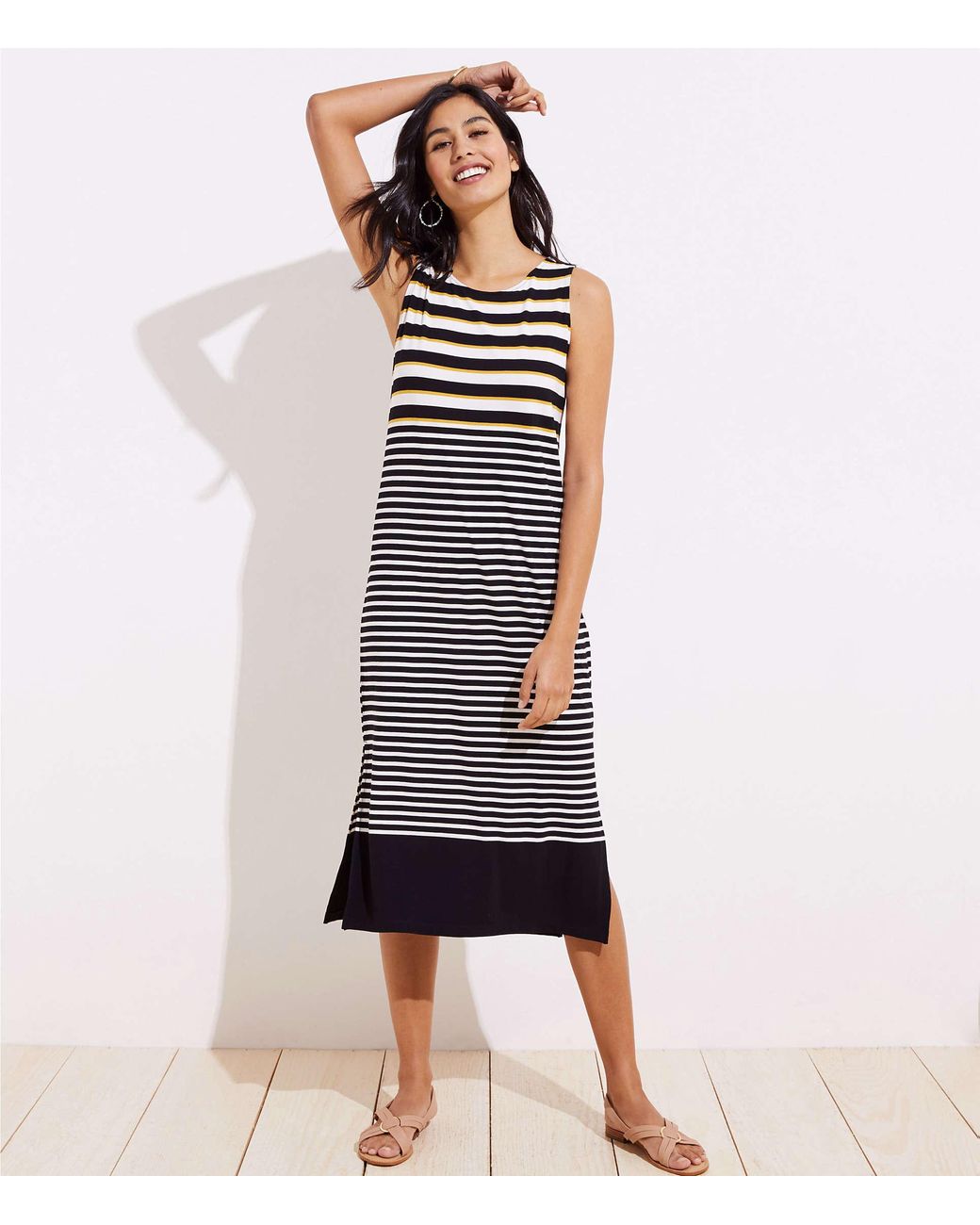 LOFT Mixed Stripe Cutout Back Midi Dress - Save 51% - Lyst