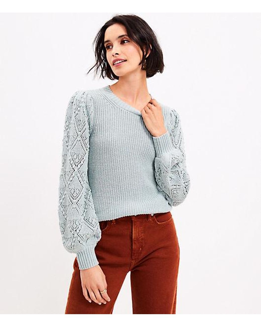 LOFT Bobble Pointelle Sweater in 