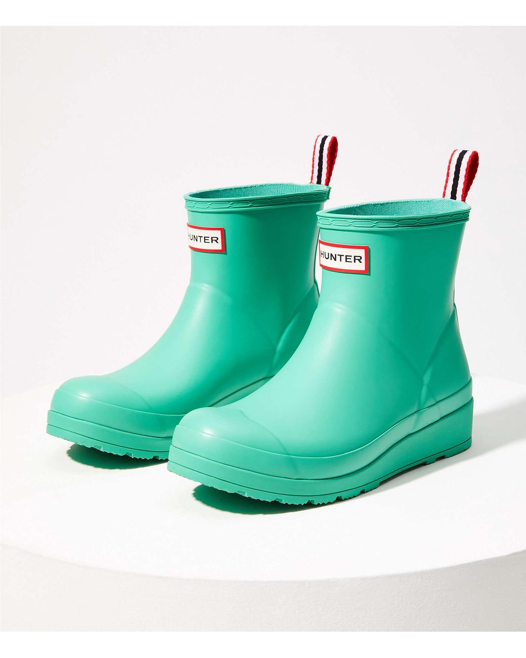 hunter green short rain boots