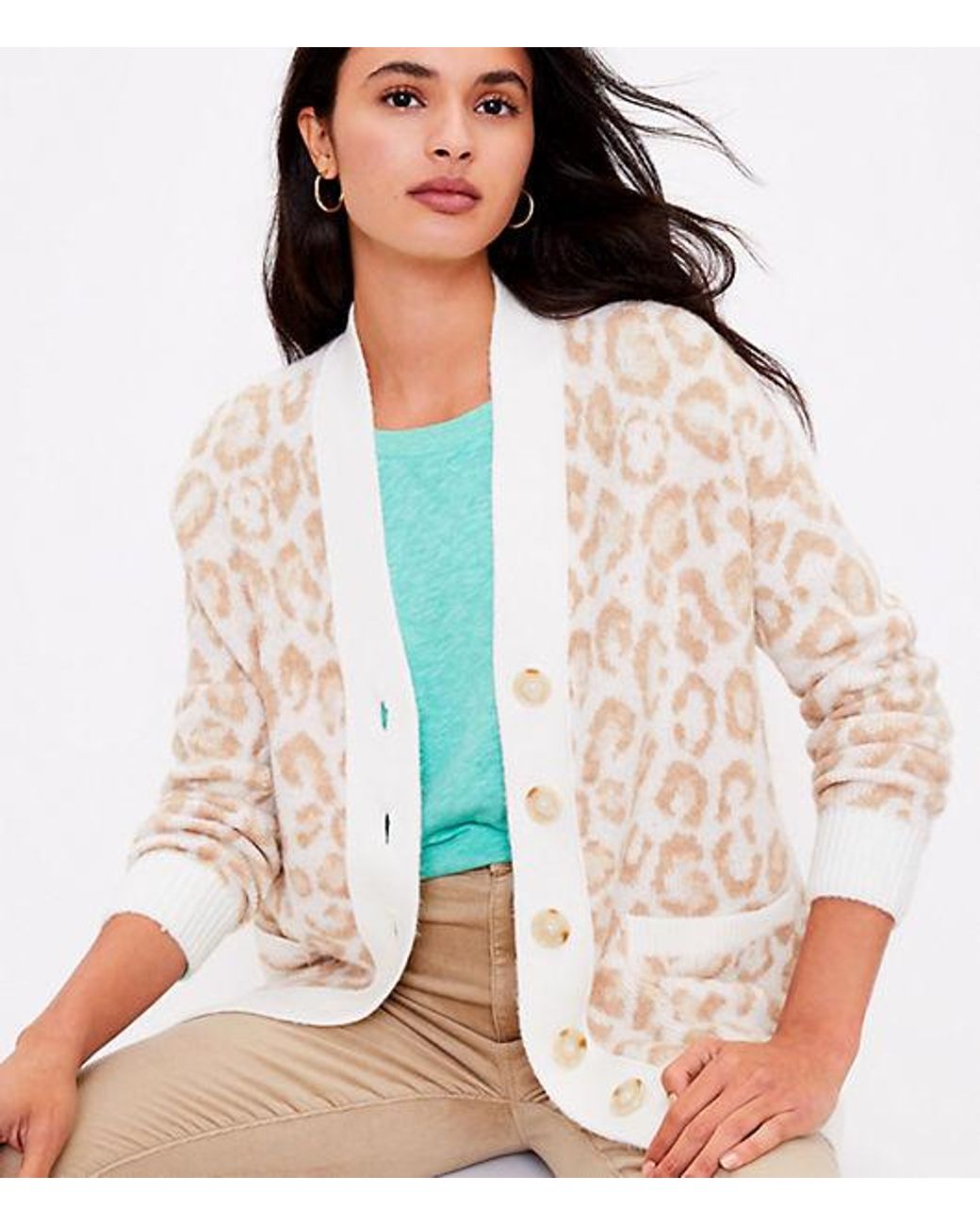 LOFT Leopard Print Boyfriend Cardigan 