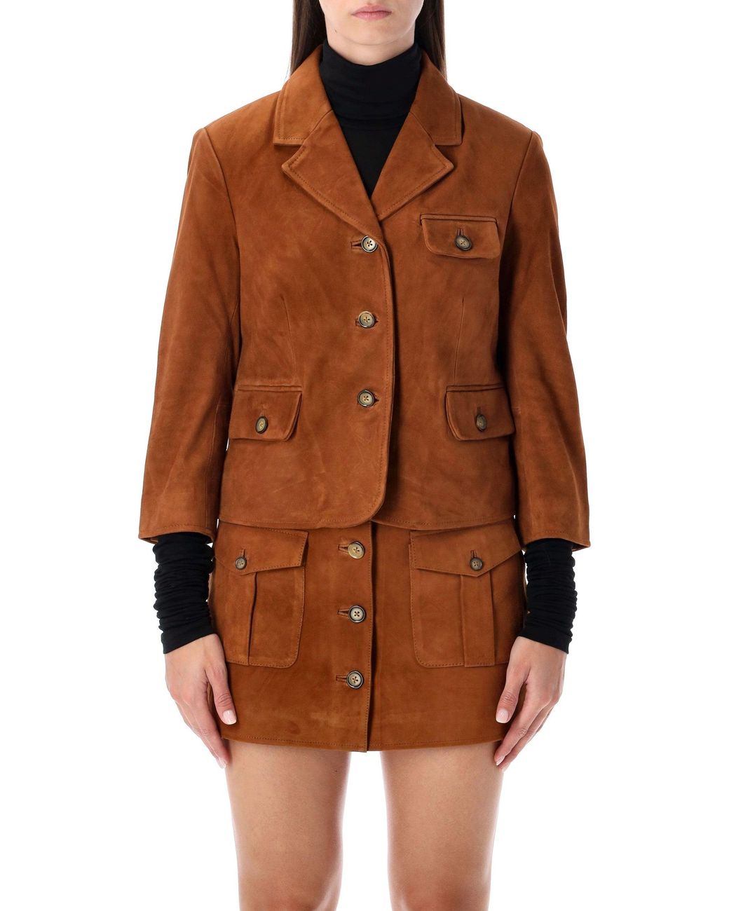 THE GARMENT Brown Suede Fitted Jacket