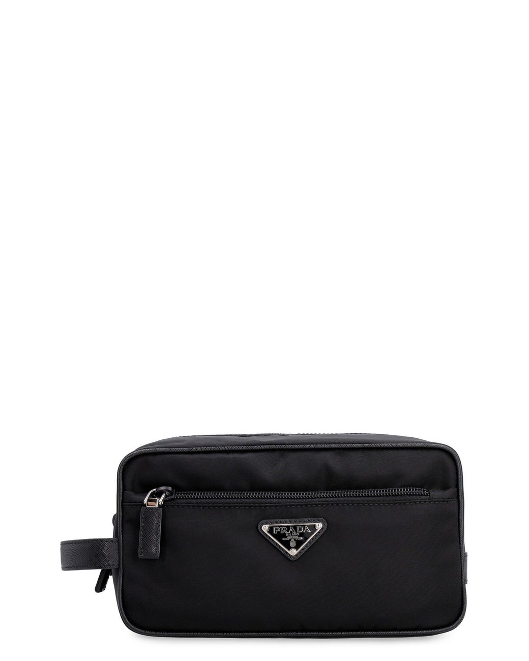 Prada Black Re-Nylon And Leather Pouch for men