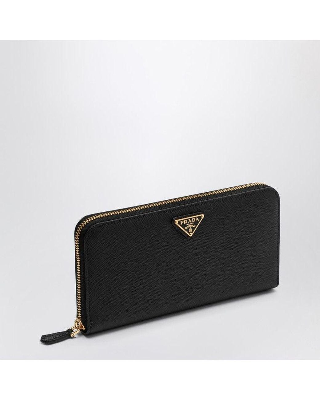 Prada Black And Zip Around Wallet