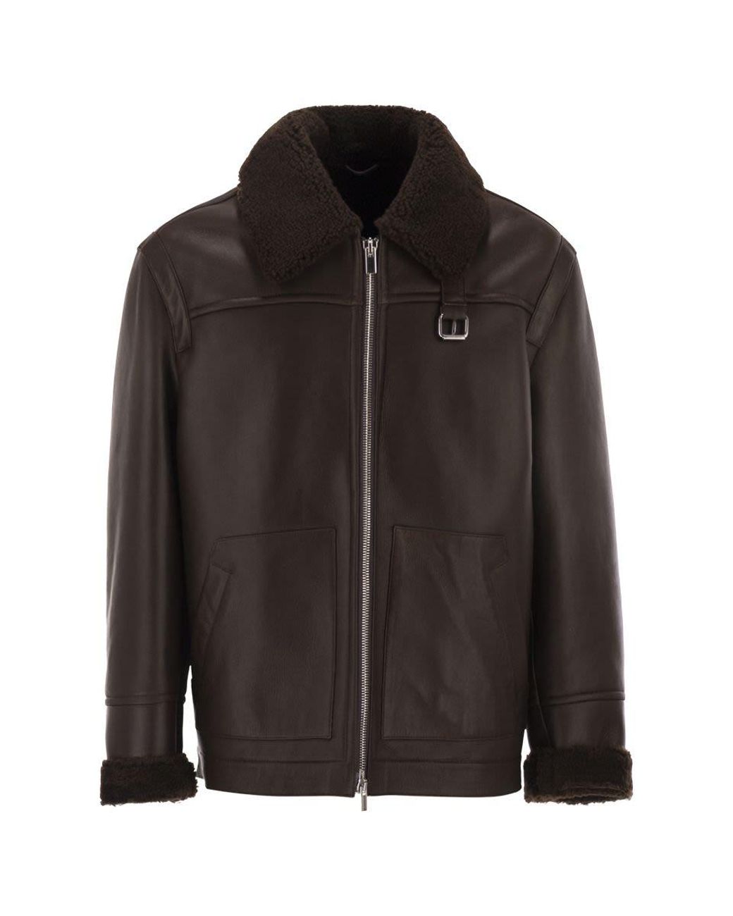 PT Torino Black Shearling Aviator Jacket for men