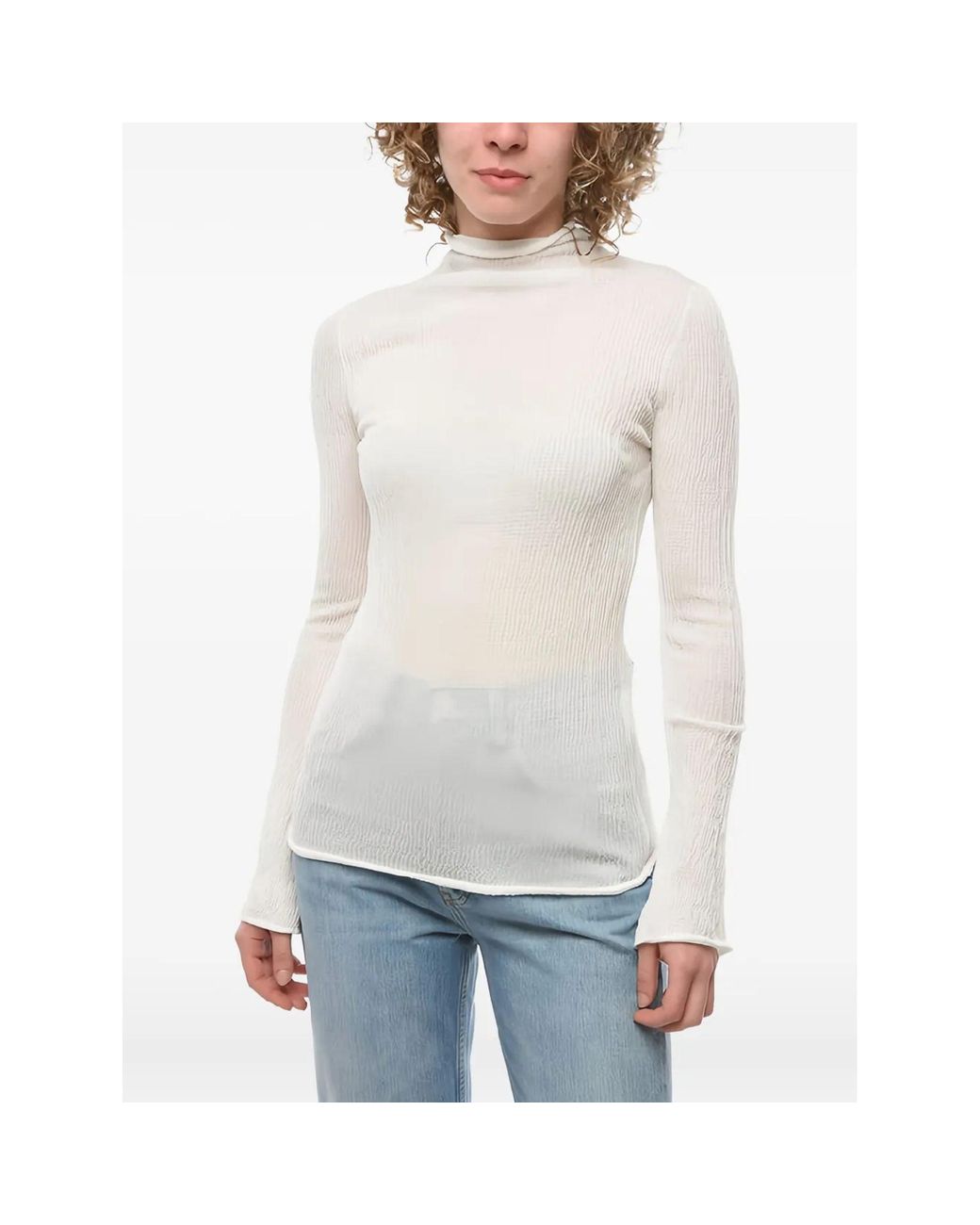 Ferragamo White Long Sleeves Round-Neck