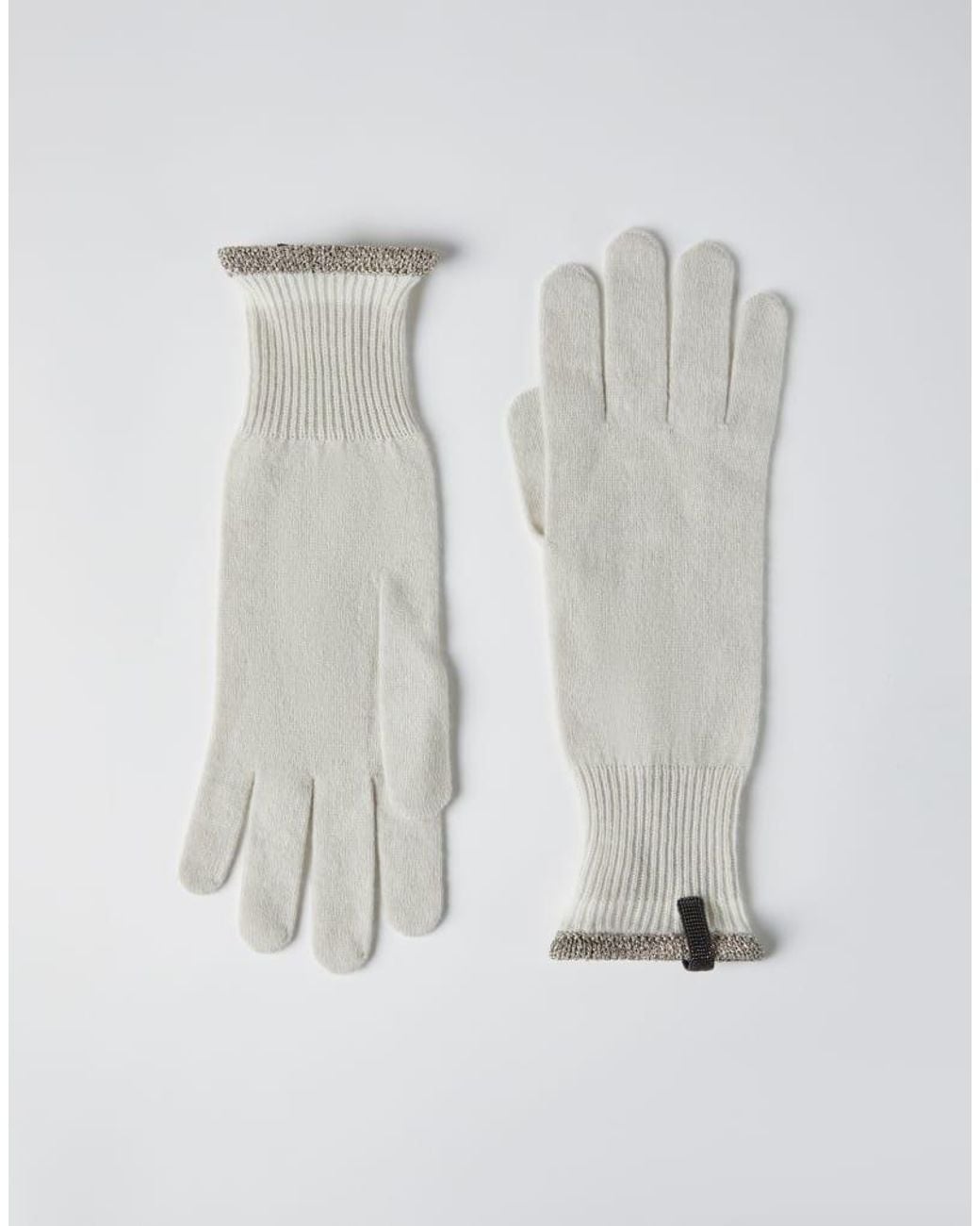 Brunello Cucinelli Gray Ice Wool Knit Gloves
