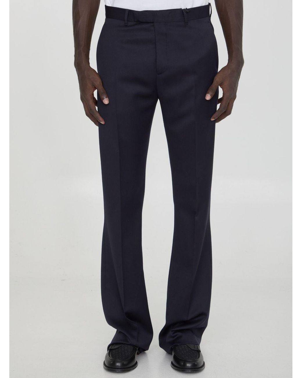 Dior Blue Flare Pleated Pants for men