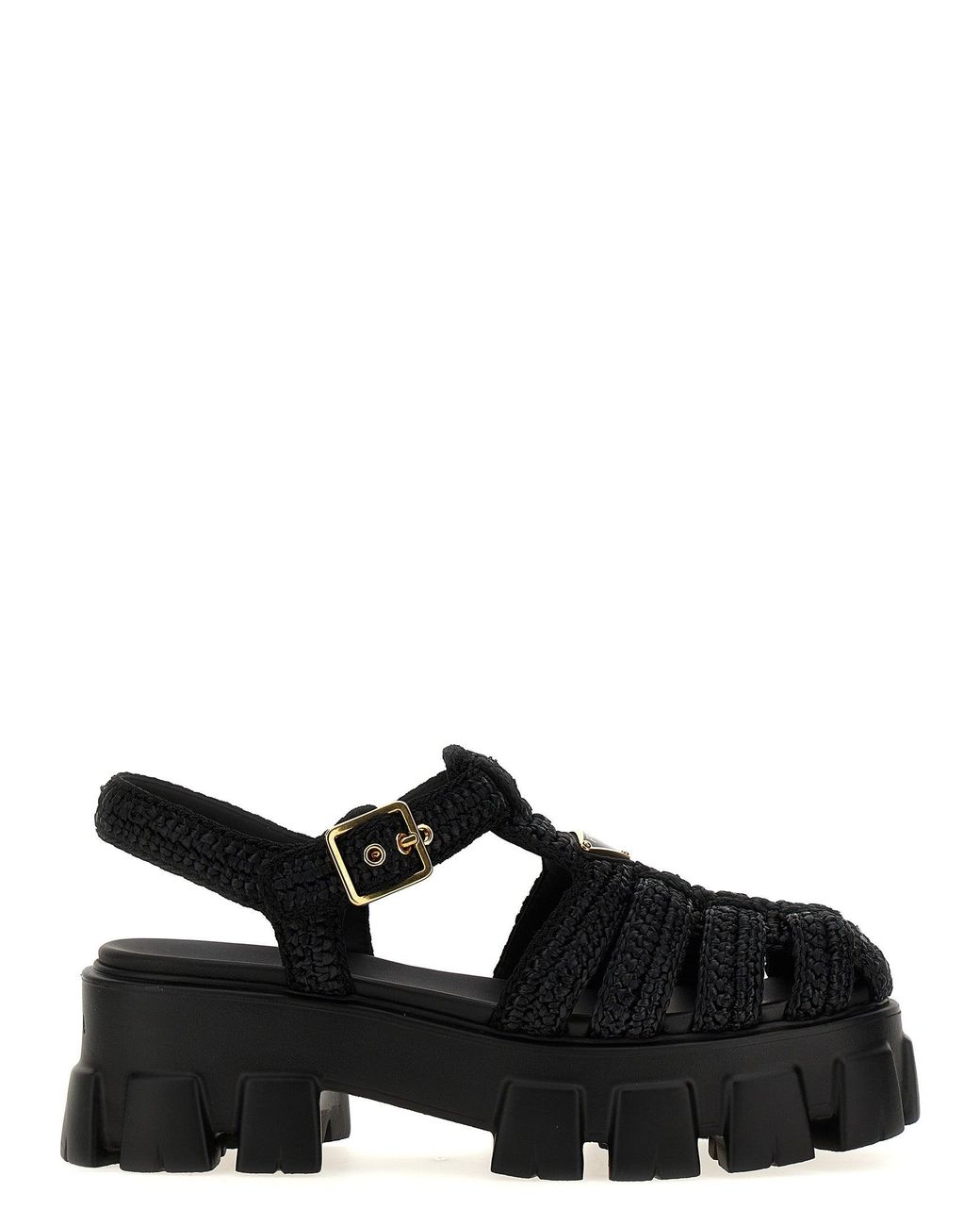 Prada Black 'Monolith' Sandals