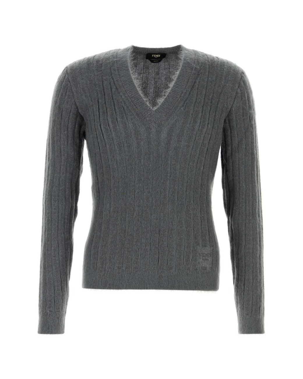 Fendi Gray Dark Stretch Mohair Blend Sweater for men