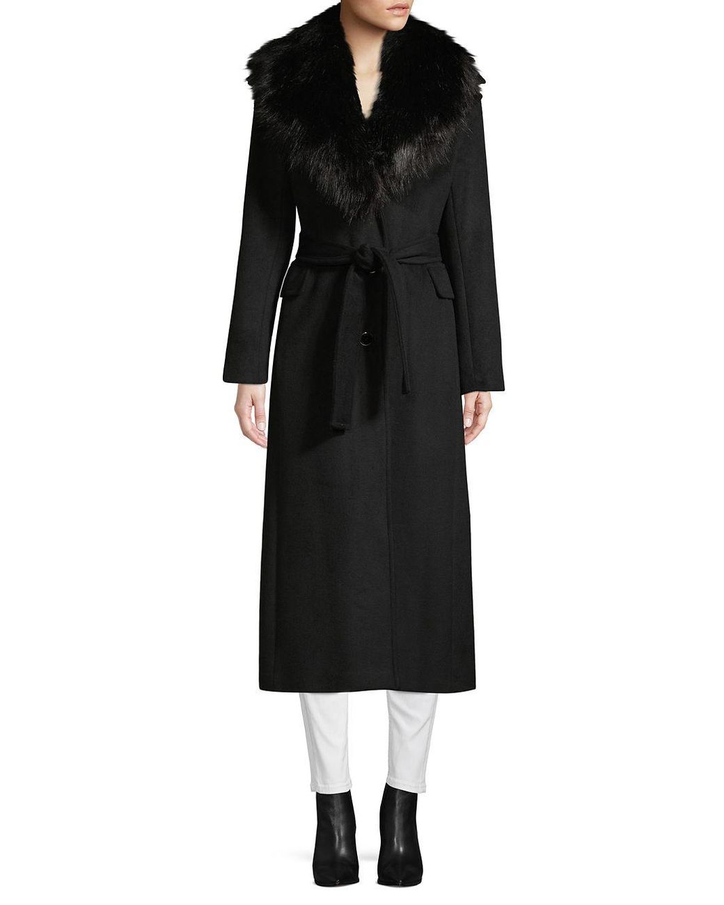 calvin klein faux fur wrap coat