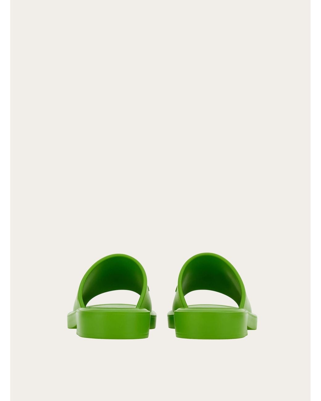 Ferragamo Green Giuneva Slides, Light Rubber