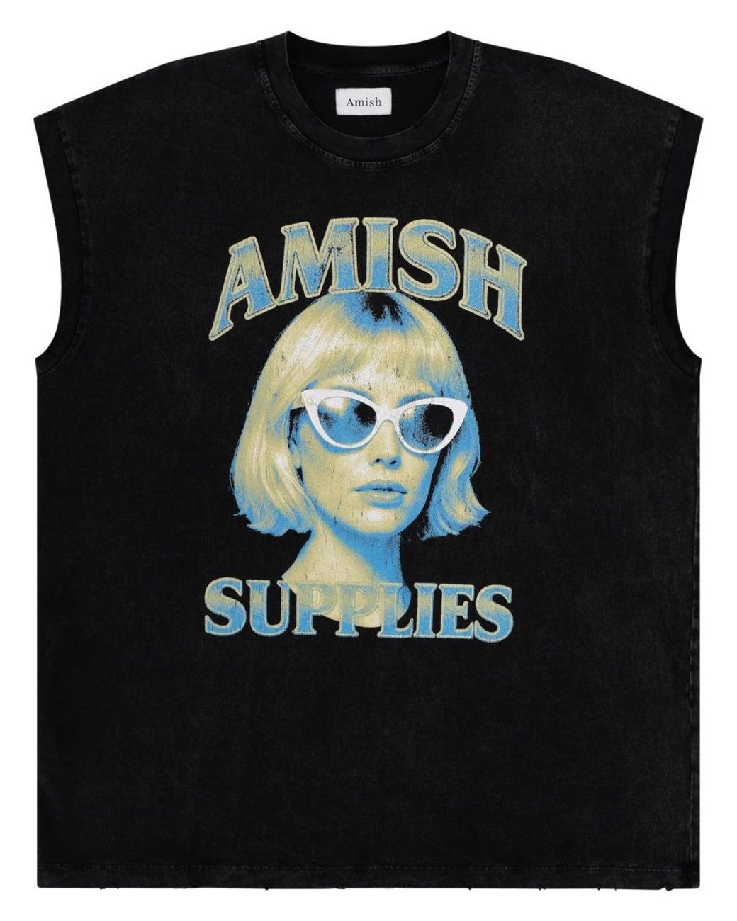 AMISH Black Top Printed Cotton