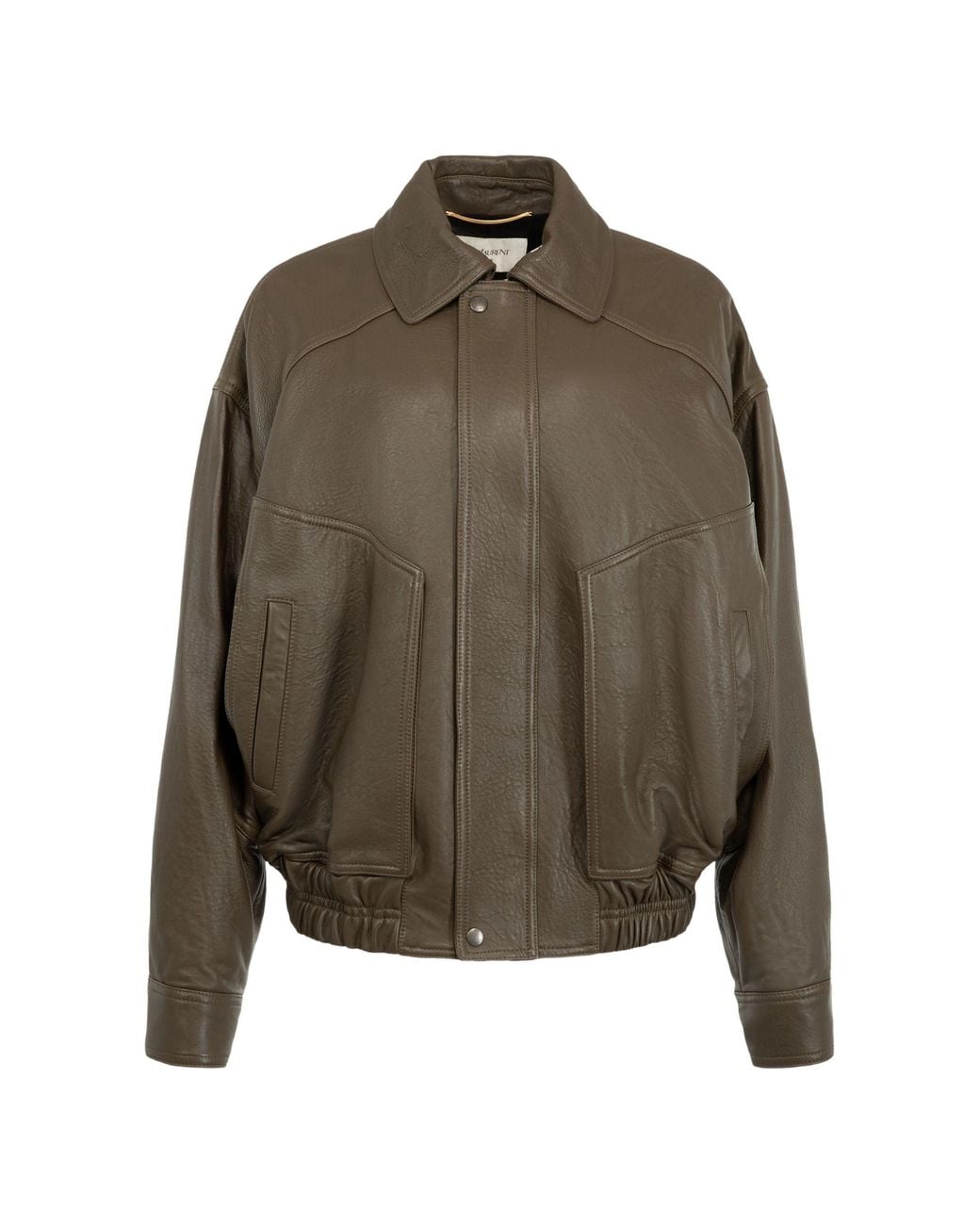 Saint Laurent Green Leather Bomber Jacket