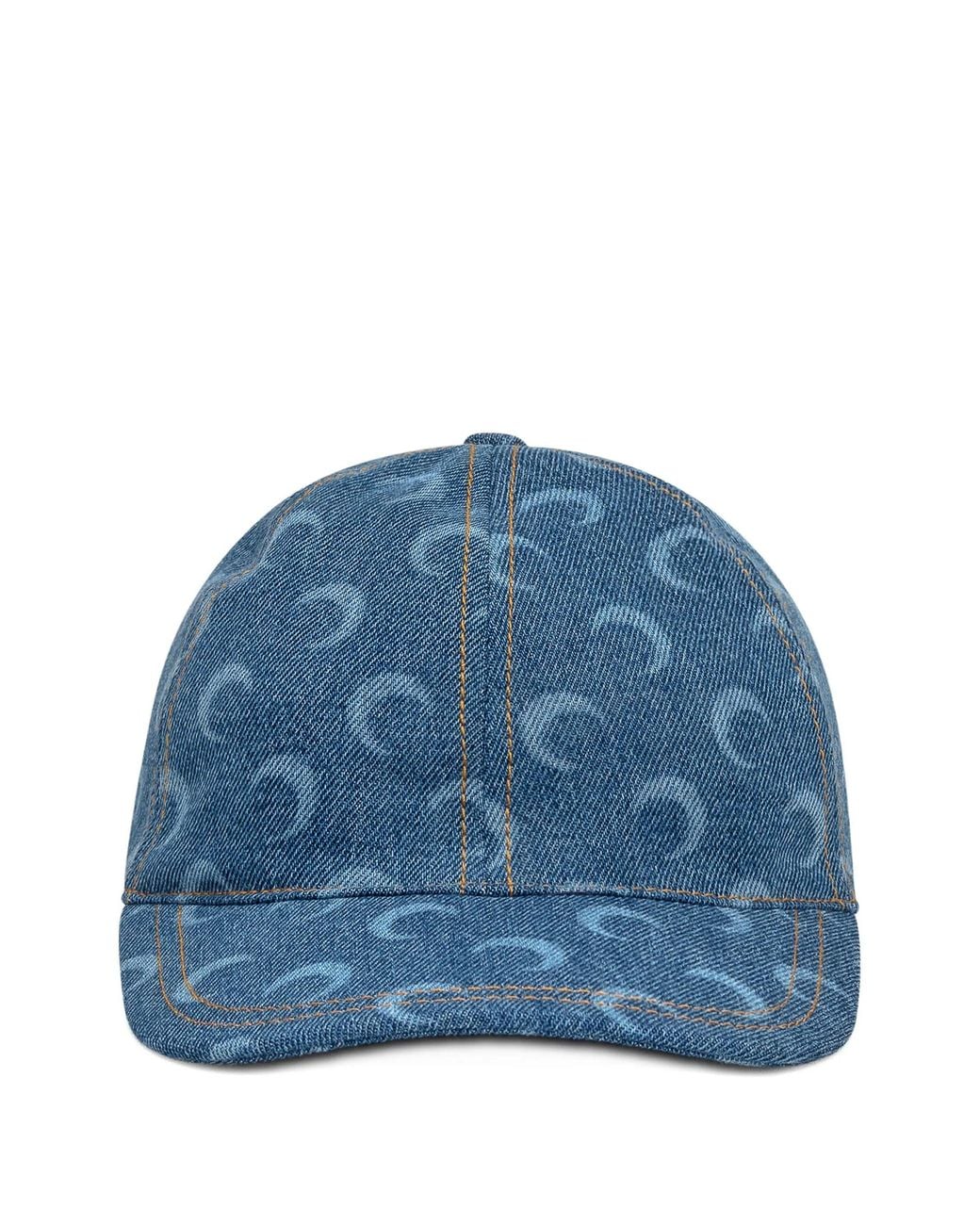 MARINE SERRE Blue Moon Laser Print Denim Baseball Cap