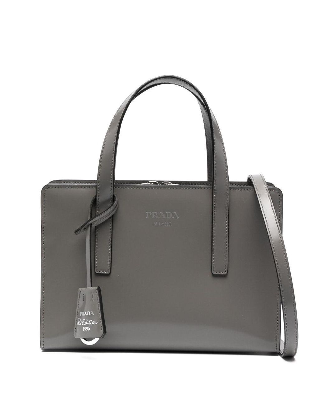 Prada Gray Re-Edition 1995 Mini Brushed Leather Bag
