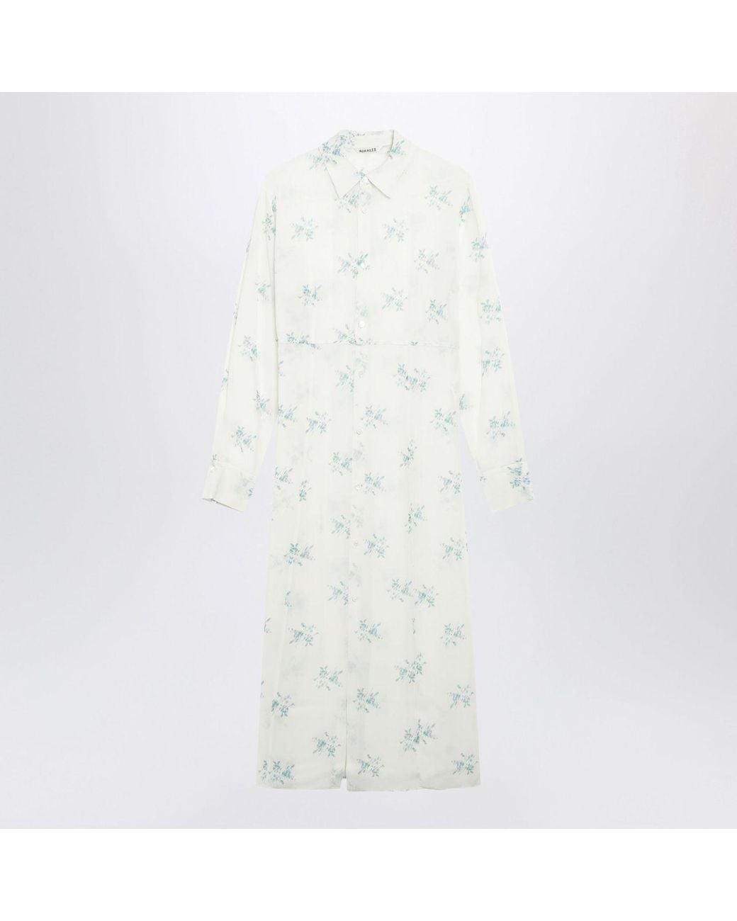 AURALEE Ivory Silk Georgette Dress in White | Lyst