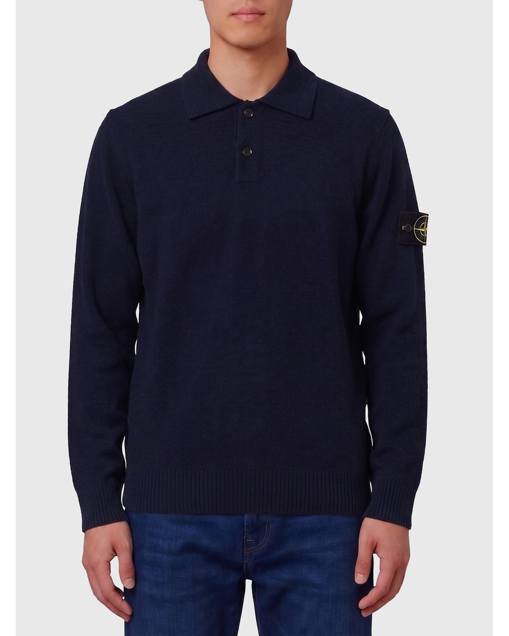 Stone Island Blue Regular Polo Sweater for men