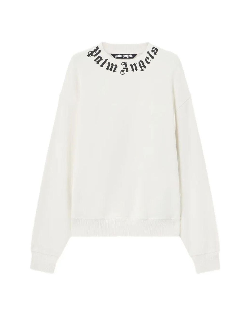 Palm Angels White Neck Logo Regular Crew for men