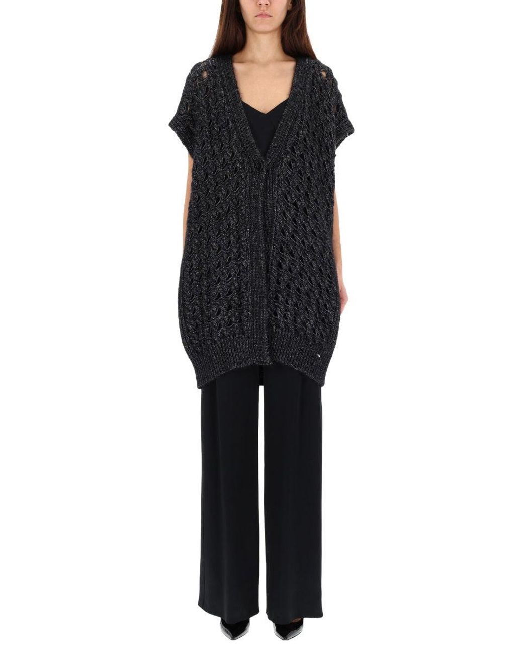 Herno Black Vest With Perforated Workmanship