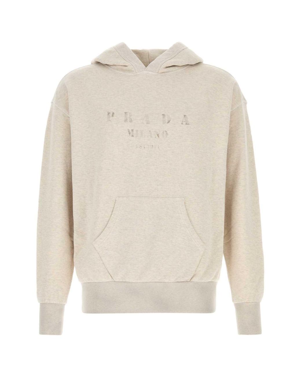 Prada White Melange Sand Cotton Sweatshirt for men