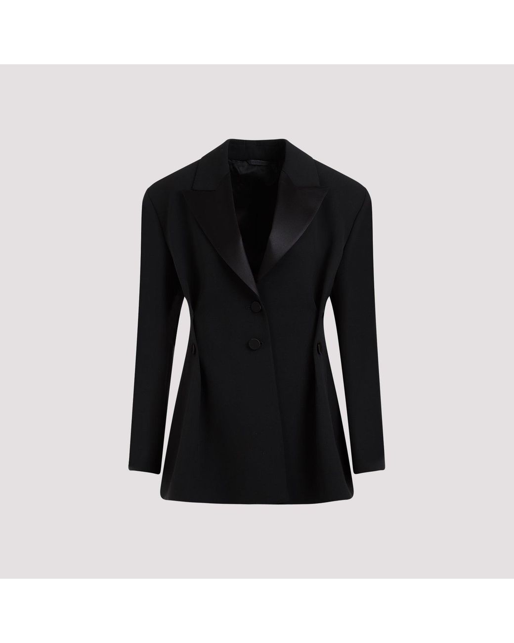 Givenchy Black Elegant Virgin Wool Jacket With Peak Lapels For