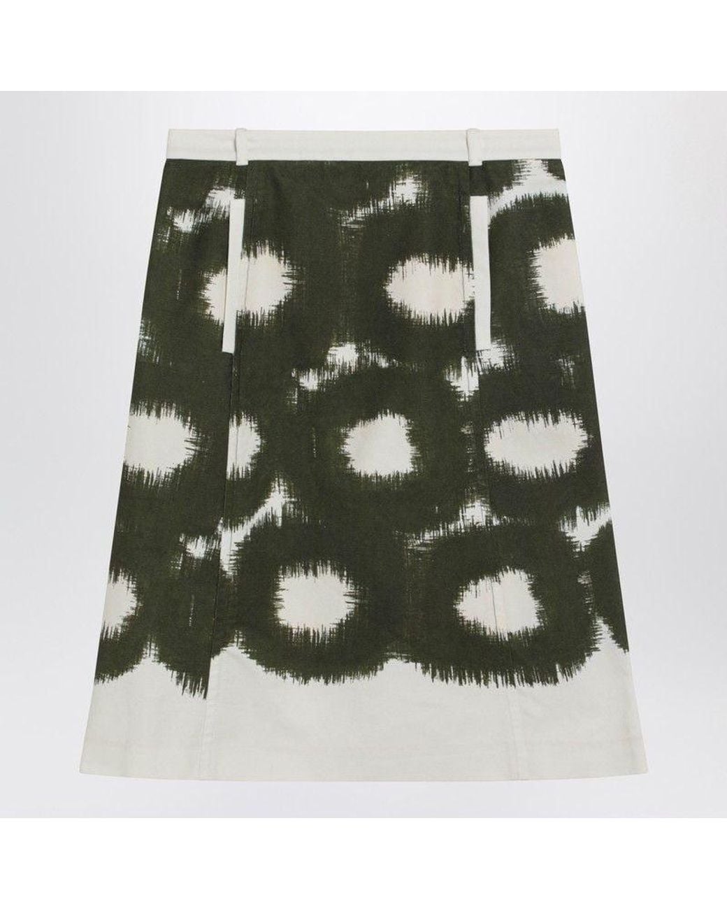Prada Green Cotton Skirt With Military Pattern