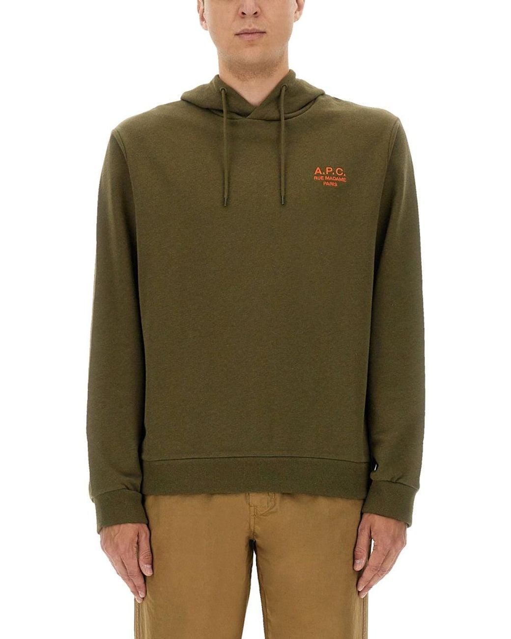 A.P.C. Green Relaxed Fit Hoodie With Drawstring for men