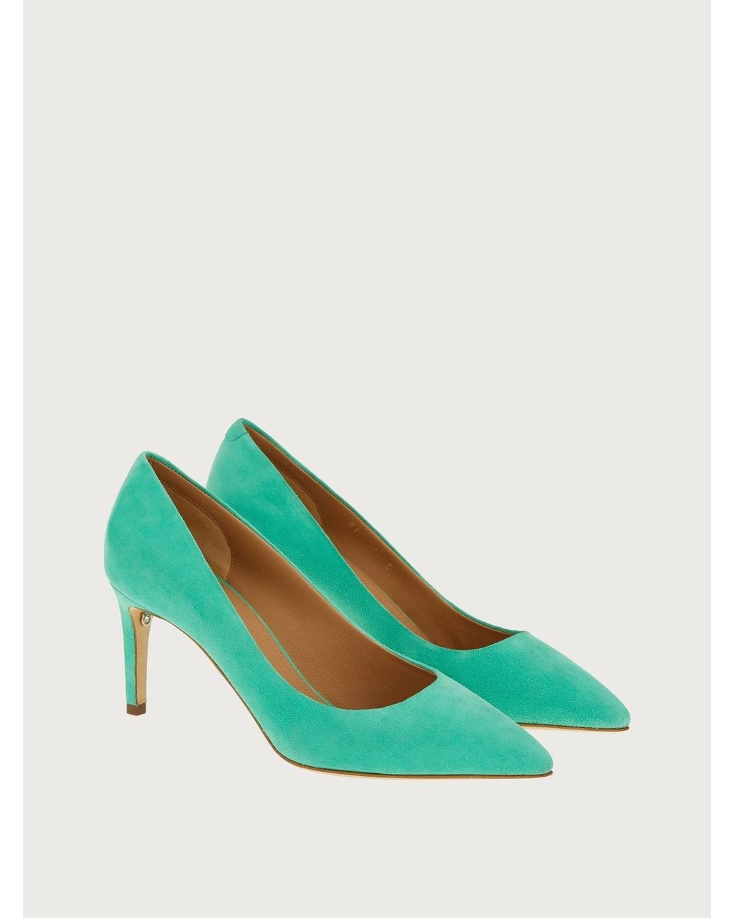 Ferragamo Green Pump — Light Aqua