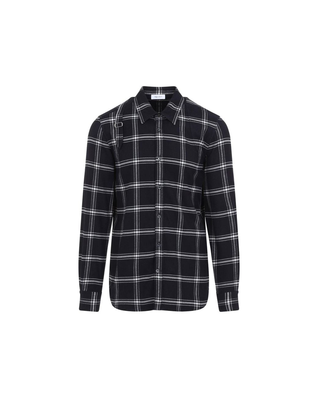 McQueen Black Shirt With Check Pattern for men