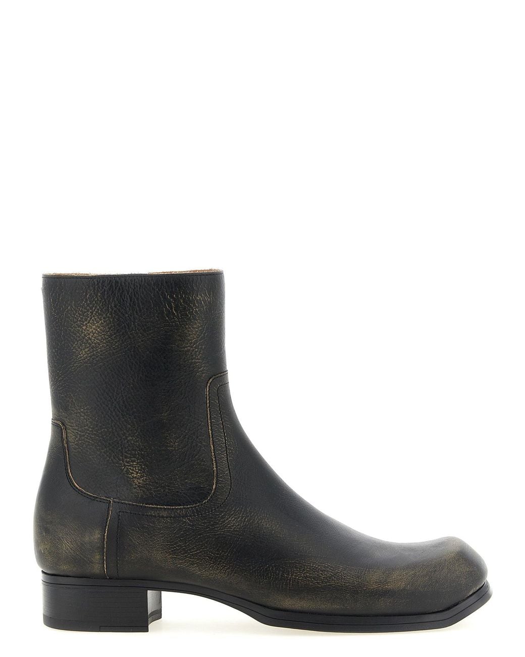 Maison Margiela Black Vintage Leather Ankle Boots for men
