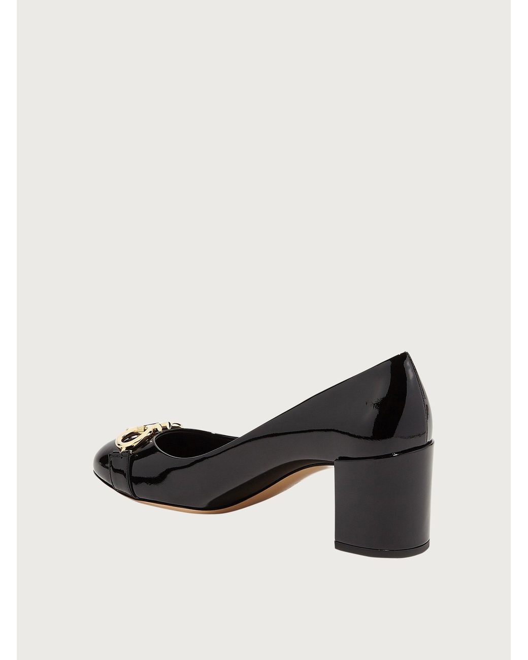 Ferragamo Black Garda Pump, Patent Leather