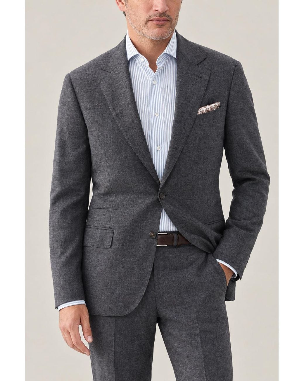 Brunello Cucinelli Gray Medium Wool Blazer for men