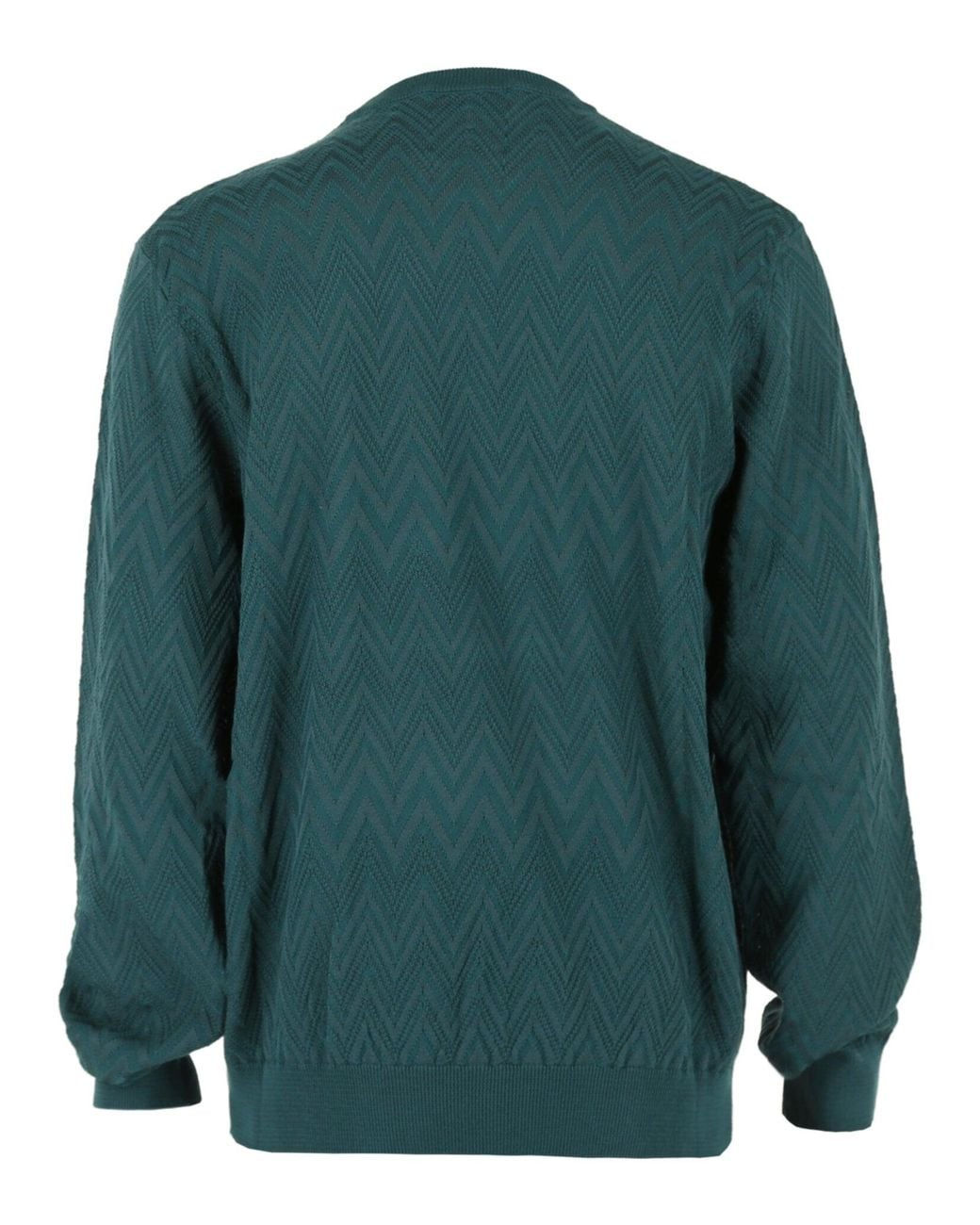 Missoni Green Signature Zig Zag Patterned Sweater for men