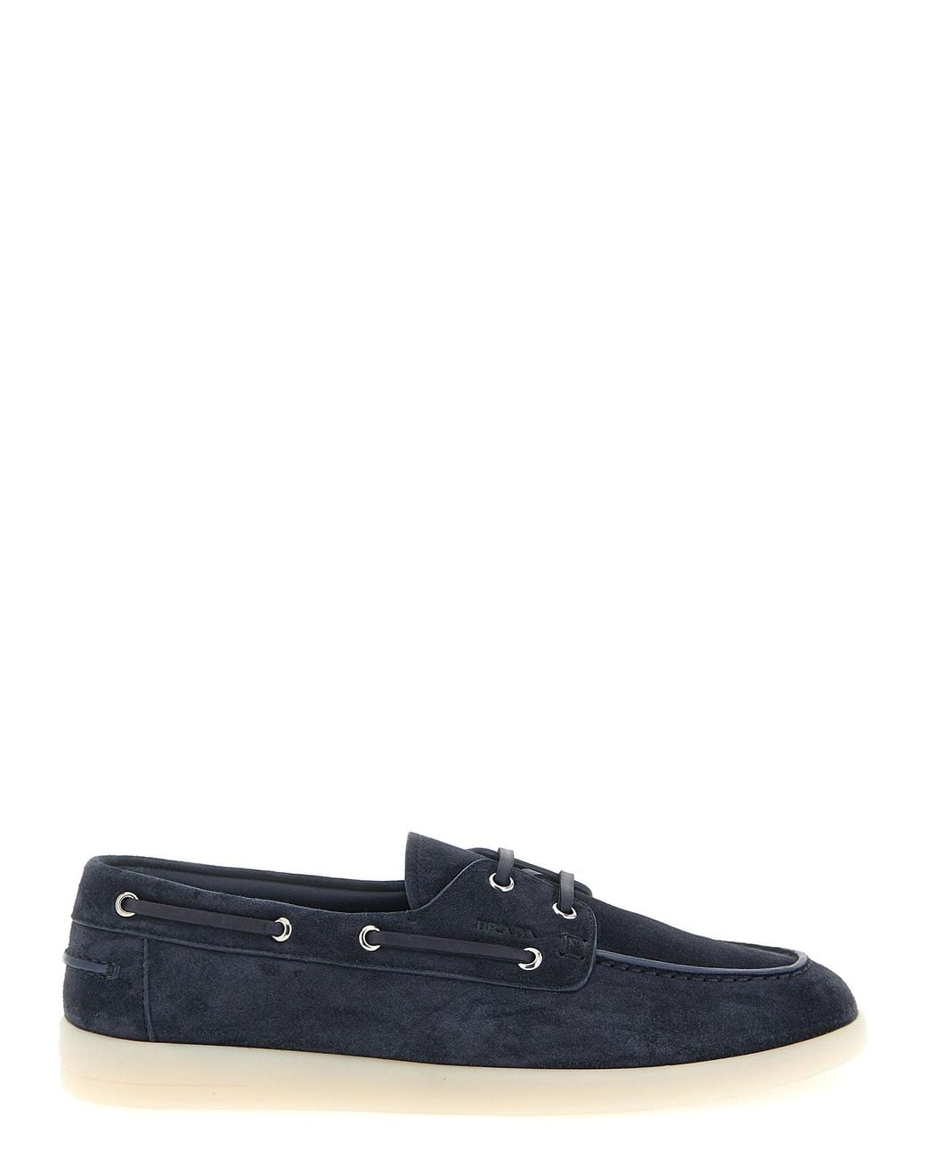 Prada Blue Suede Boat Shoe