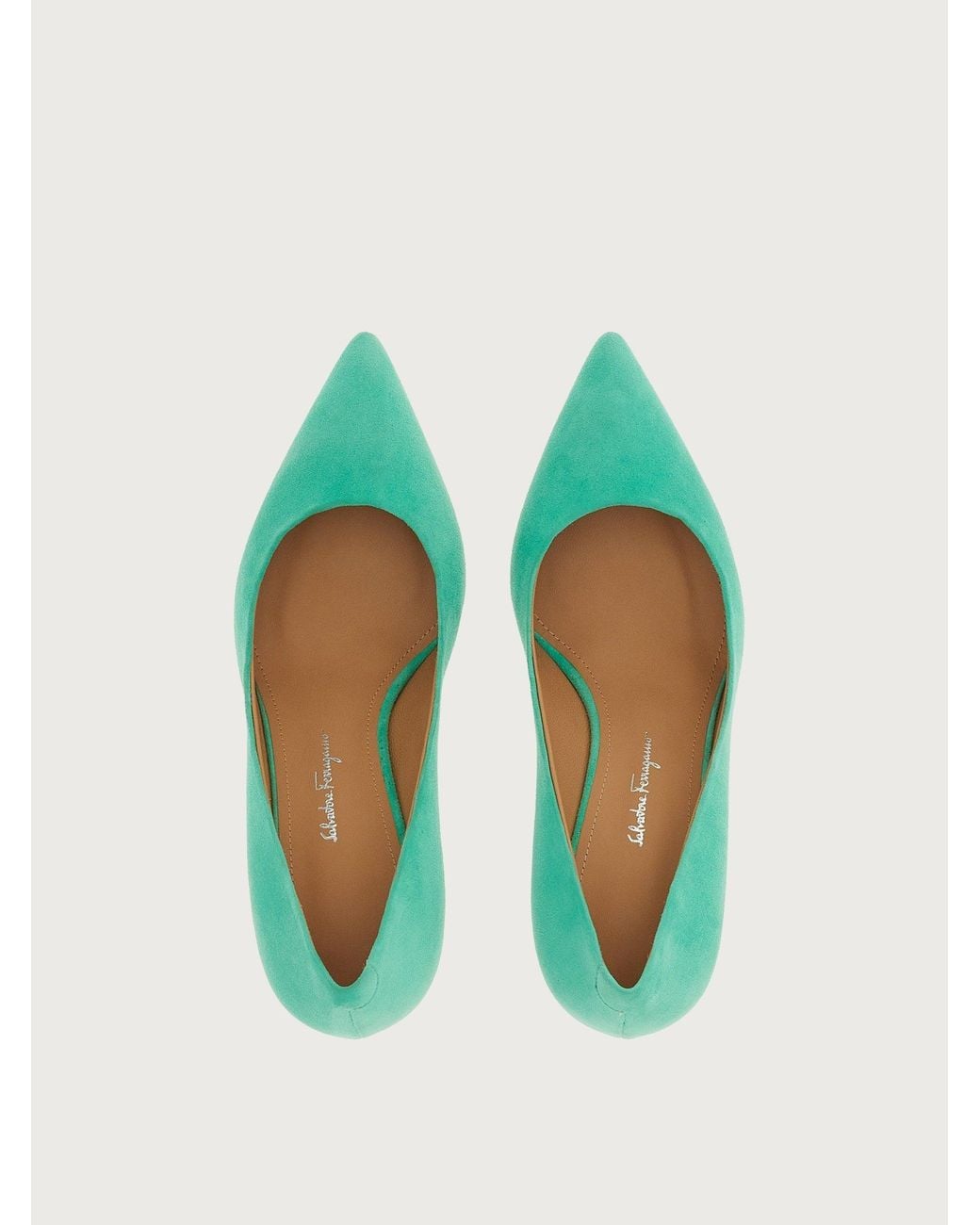 Ferragamo Green Pump — Light Aqua