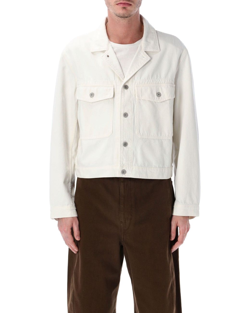 Lemaire White Straight Cotton Jacket for men