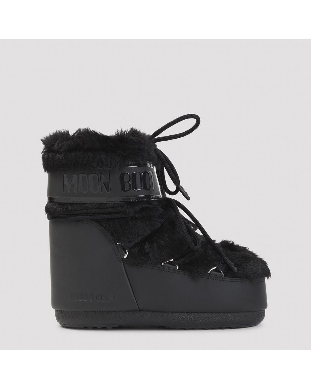 Moon Boot Icon Low Faux Fur Boots in Black | Lyst