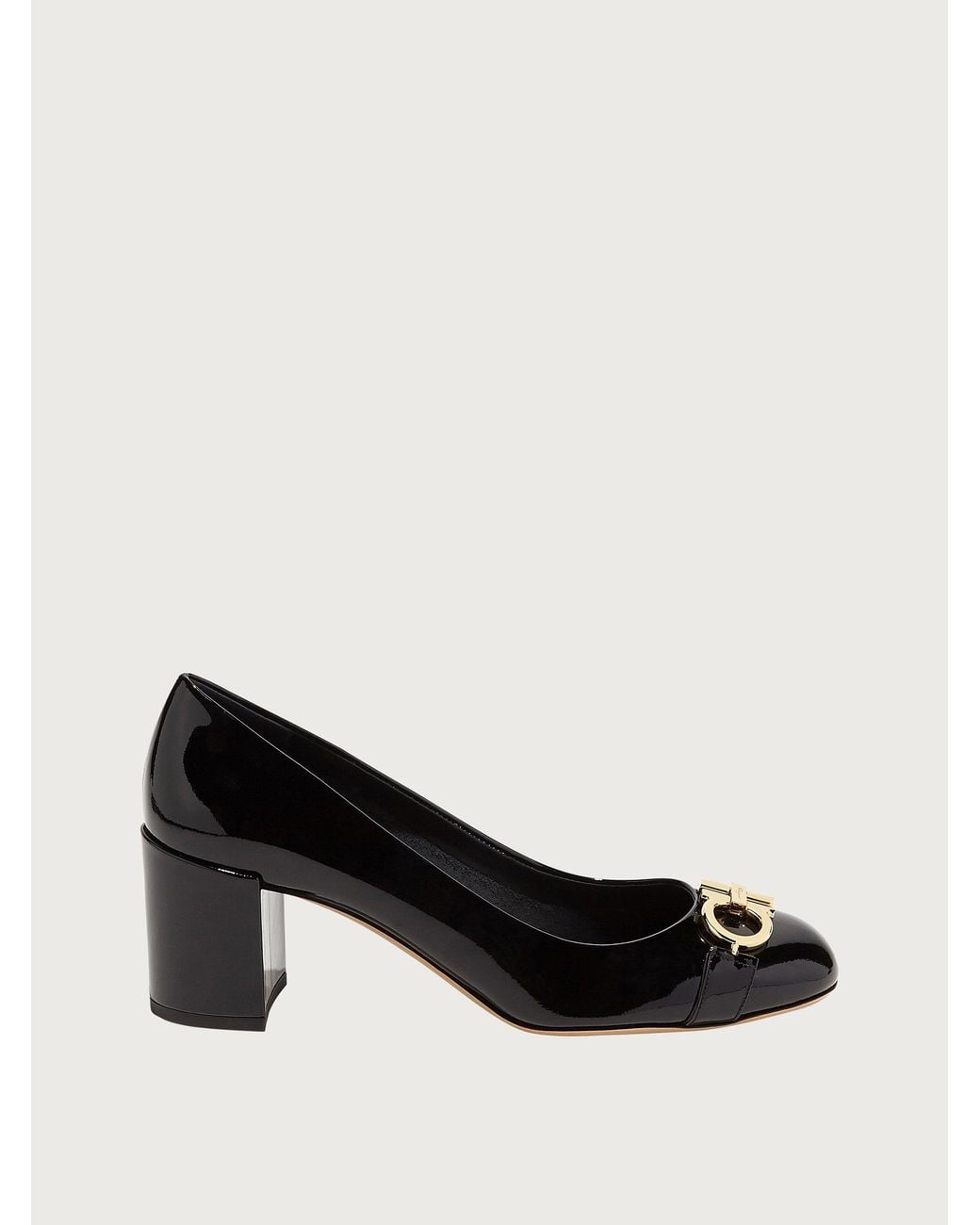 Ferragamo Black Garda Pump, Patent Leather
