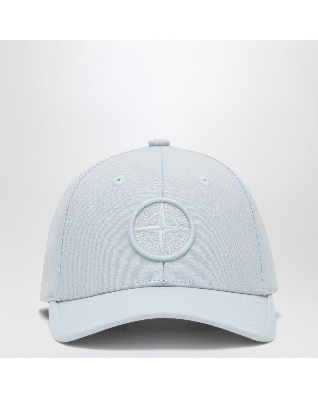 Stone Island White Light Hat With Compass Logo for men