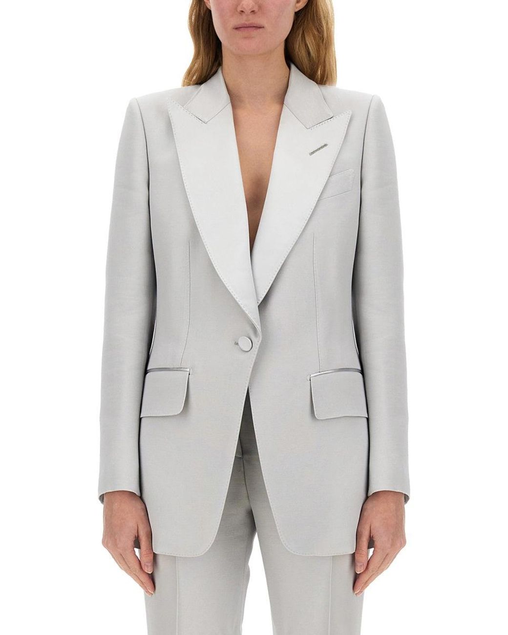 Tom Ford Gray Single-Breasted Tuxedo Jacket For