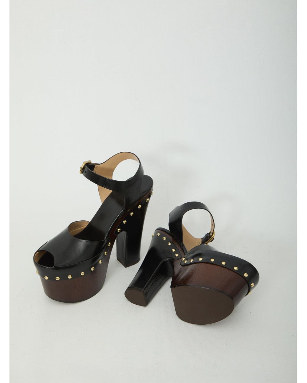 Chloé Black Meret Platform Clogs Sandals