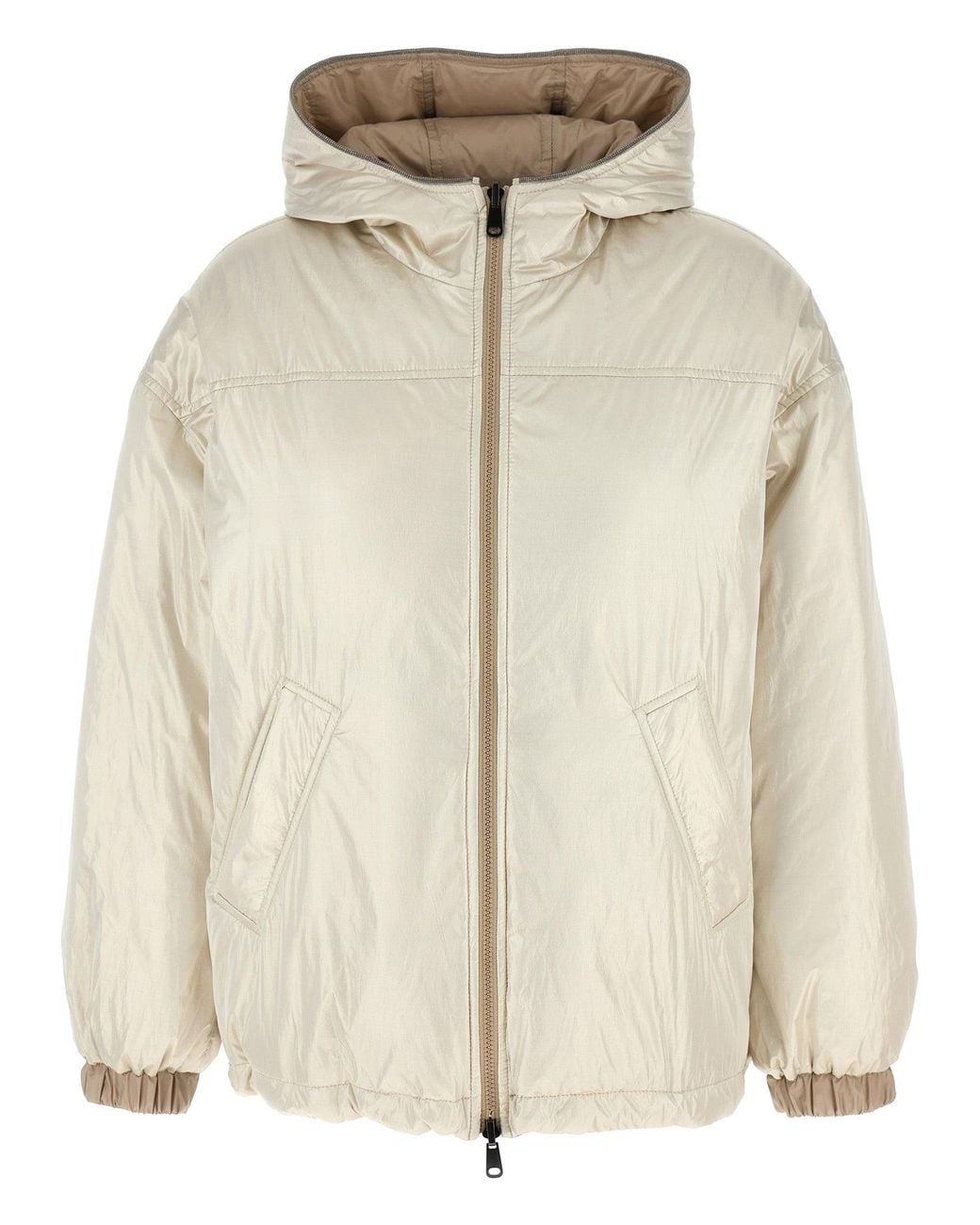 Brunello Cucinelli Natural Polyester Full-Length Jacket Clothing