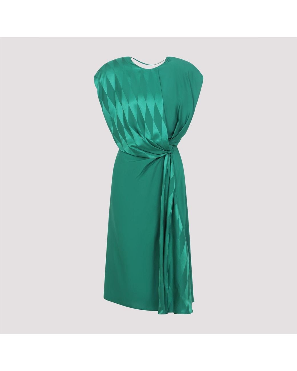 Versace Green Cocktail Dress Silk Viscose "Rhombuses" Jacquard