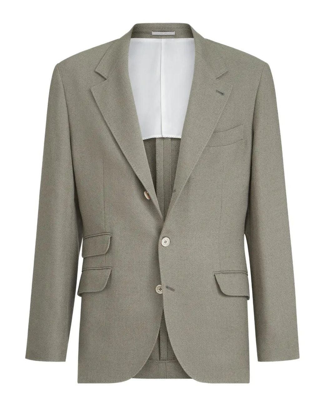 Brunello Cucinelli Green Hopsack Deconstructed Blazer for men