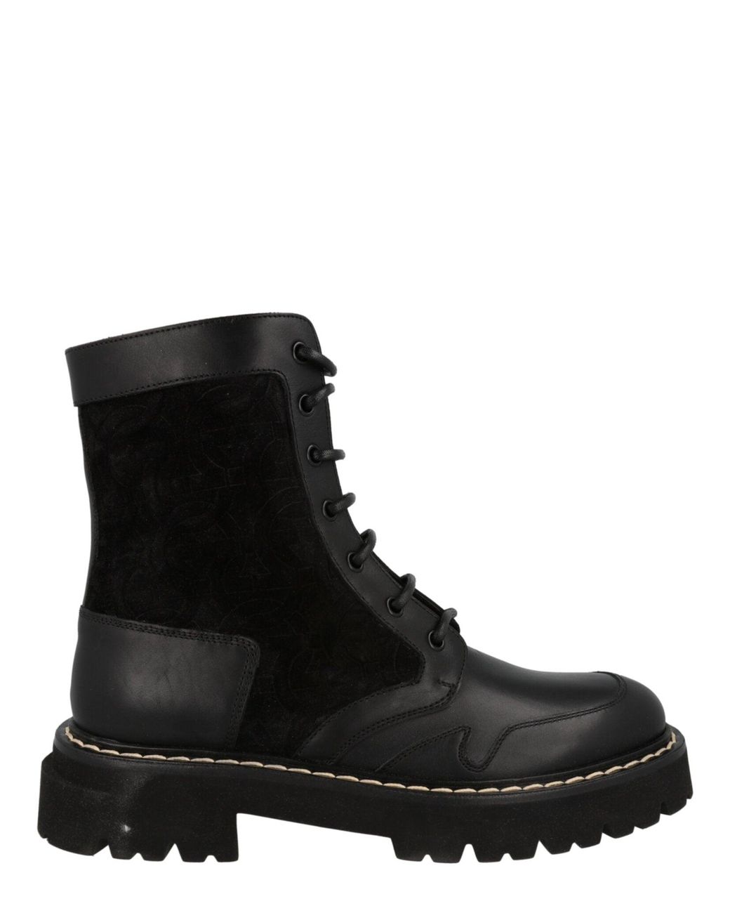 Ferragamo Black Ankle-Length Combat Boots for men