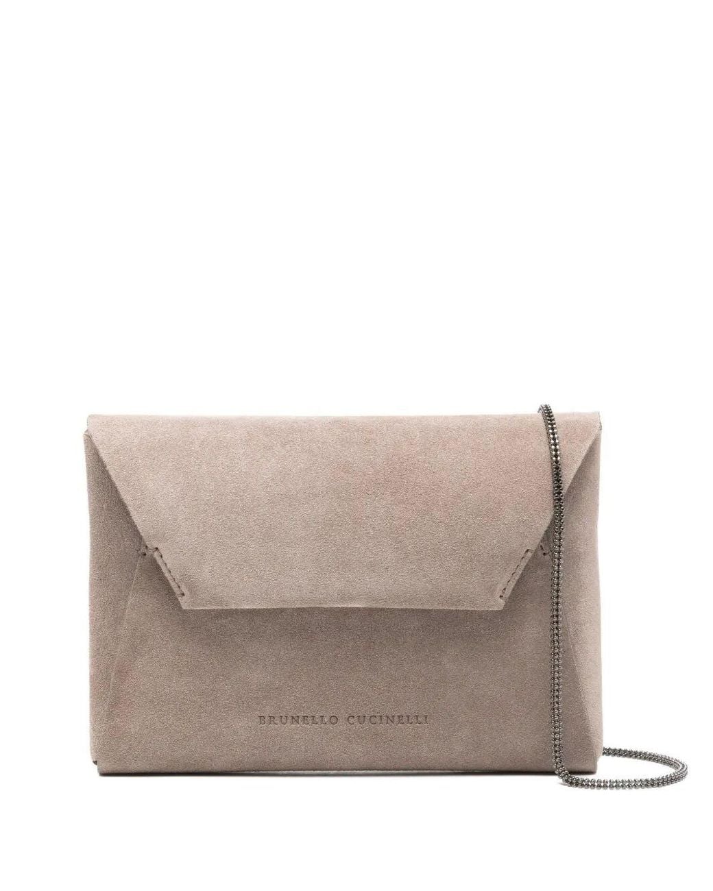 Brunello Cucinelli Gray Leather Purse