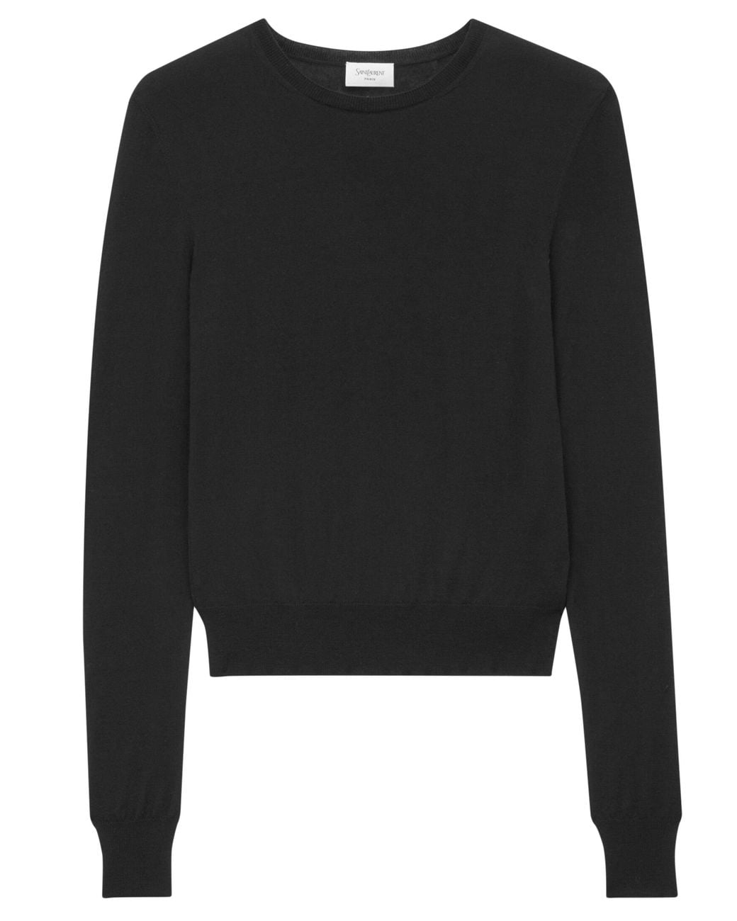 Saint Laurent Black Fitted Crewneck Sweater Made With Certified Wool