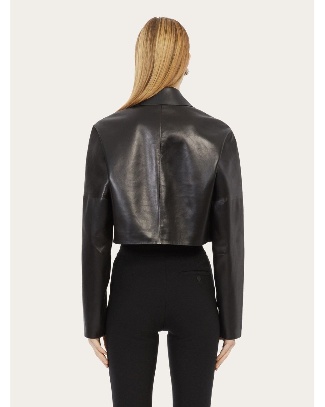Ferragamo Black Contrast-Trim Cropped Jacket