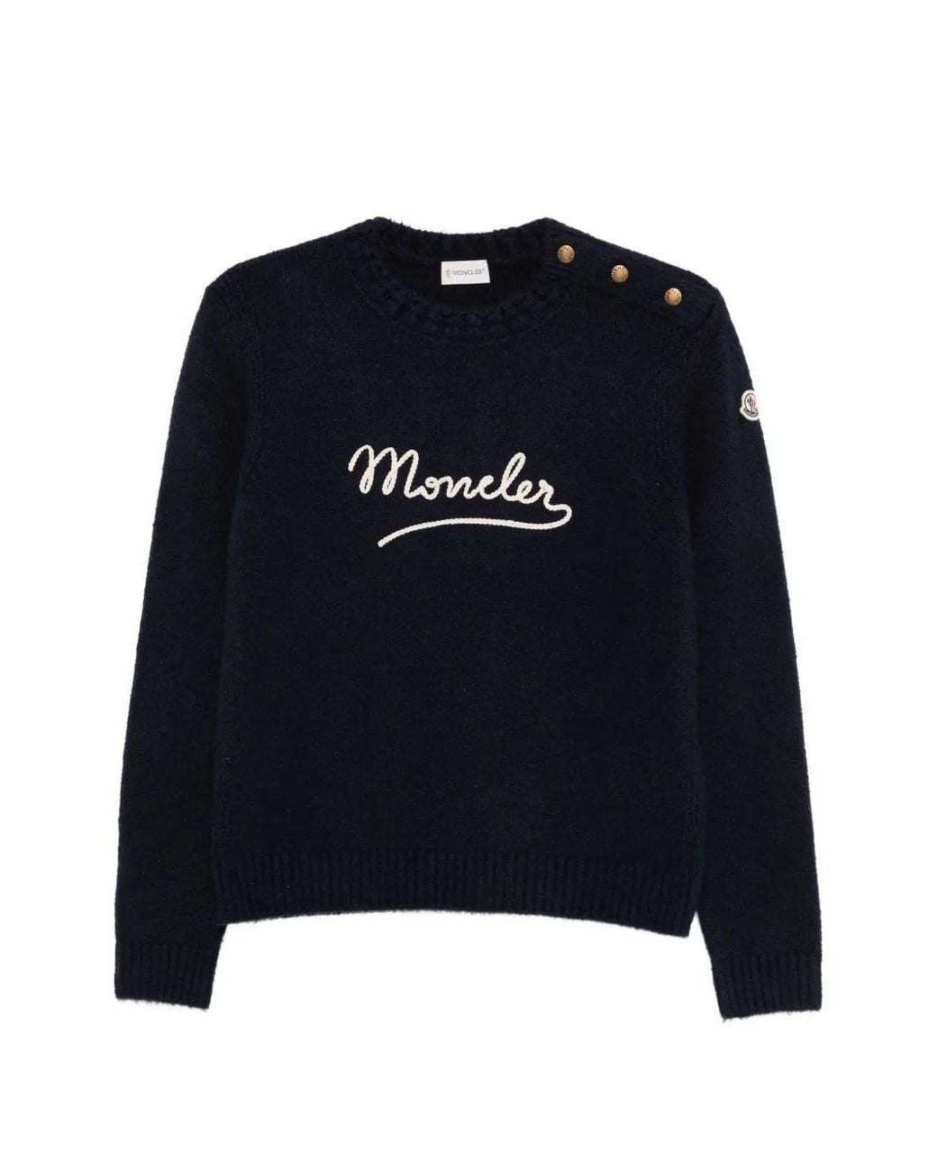 Moncler Blue Cotton Polyamide Crew Neck