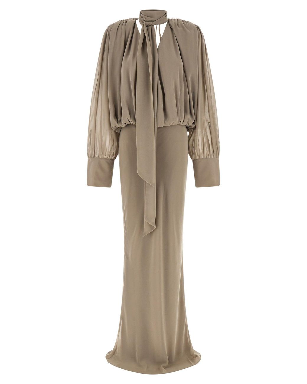 rotate chiffon maxi dress BIRGER CHRISTENSEN 'Chiffon Maxi' in Natural Chiffon midi dress fit:Petite SWATCH_61827__RED Trying on Millie Bobby Turn any day into